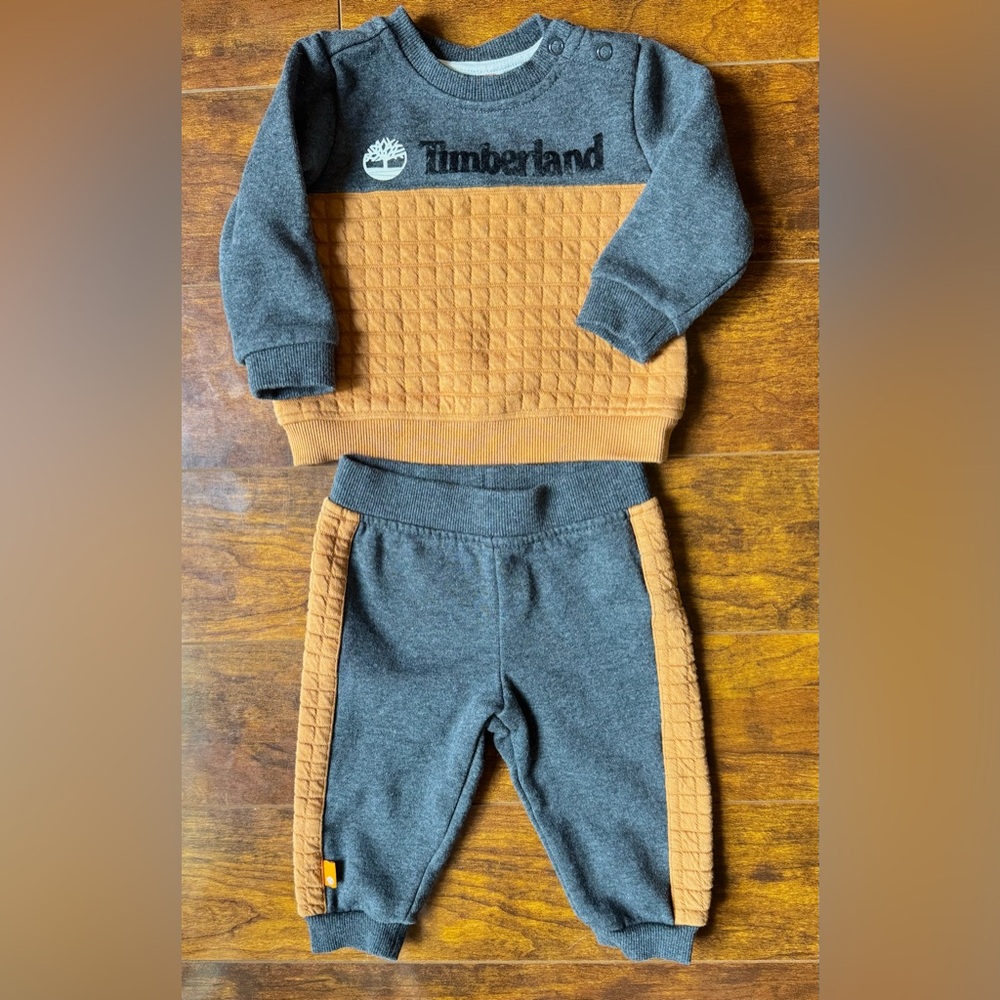 Timberland Gray and Tan baby Jogger Set
